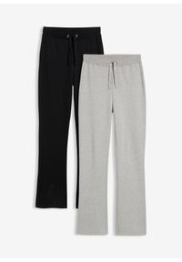 bonprix - Spodnie dresowe z czystej bawełny organicznej (2 pary). Kolor: czarny. Materiał: dresówka, bawełna