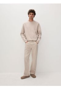 Reserved - Gładka bluza z bawełną - beżowy. Kolor: beżowy. Materiał: bawełna. Wzór: gładki