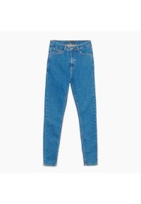 Cropp - Niebieskie jeansy z wysokim stanem - Niebieski. Stan: podwyższony. Kolor: niebieski