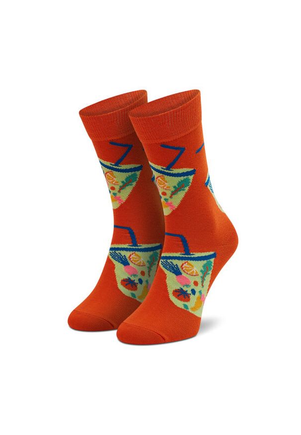 Happy-Socks - Happy Socks Skarpety wysokie unisex SMO01-4300 Pomarańczowy. Kolor: pomarańczowy. Materiał: materiał