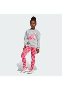 Adidas - Zestaw Disney Minnie Mouse Jogger. Okazja: na uczelnię. Kolor: czerwony, szary, różowy, wielokolorowy. Materiał: dresówka. Wzór: motyw z bajki. Styl: sportowy