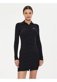 Tommy Jeans Sukienka dzianinowa Script DW0DW18481 Czarny Slim Fit. Kolor: czarny. Materiał: syntetyk #1