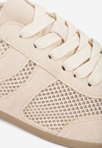Born2be - Beżowe Sneakersy Typu Tenisówki z Siateczkowymi Wstawkami Corigoria. Okazja: na co dzień. Kolor: beżowy. Materiał: jeans #3