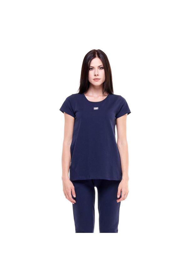 LEONE 1947 APPAREL - Podstawowy damski t-shirt z krótkim rękawem i okrągłym dekoltem. Kolor: niebieski, wielokolorowy, biały. Materiał: tkanina. Długość rękawa: krótki rękaw. Długość: krótkie. Sport: fitness