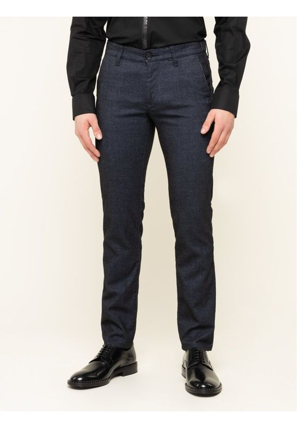 Karl Lagerfeld - KARL LAGERFELD Spodnie materiałowe Chino with Contrast 255836 592816 Granatowy Regular Fit. Kolor: niebieski. Materiał: materiał