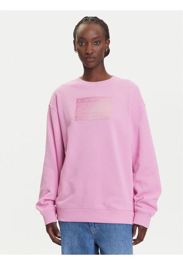 Tommy Jeans Bluza Gradient Flag DW0DW21396 Różowy Relaxed Fit. Kolor: różowy. Materiał: bawełna. Wzór: gradientowy