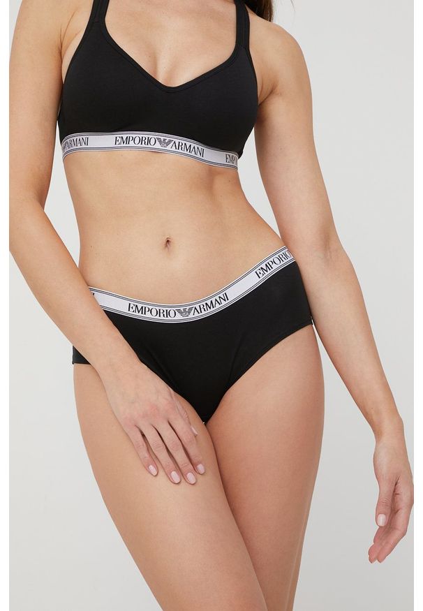 Emporio Armani Underwear figi kolor czarny. Kolor: czarny. Materiał: materiał, dzianina. Wzór: gładki