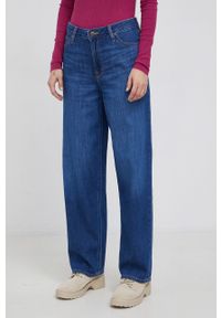 Lee jeansy Wide Leg Long Mid Harper damskie high waist. Stan: podwyższony. Kolor: niebieski