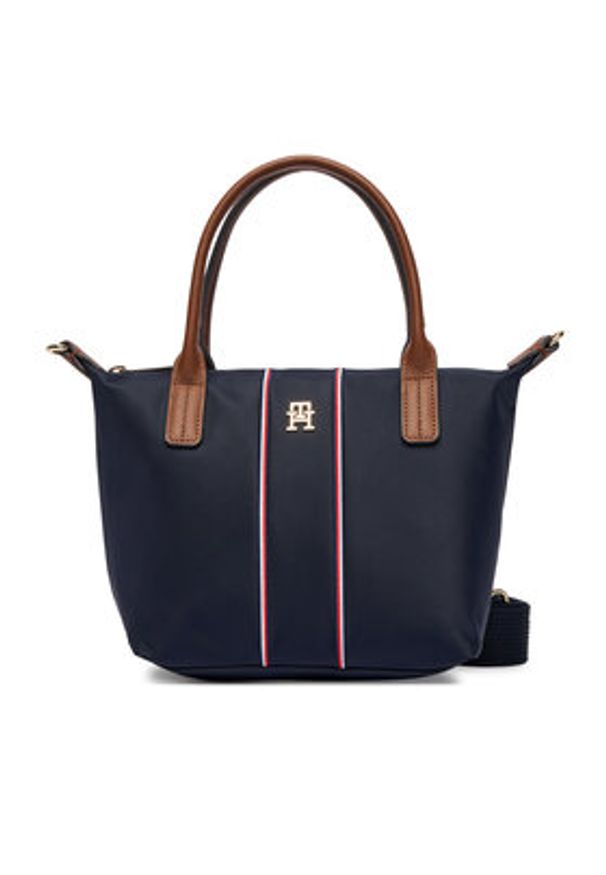 TOMMY HILFIGER - Tommy Hilfiger Torebka Popette Mini Tote Corp AW0AW17707 Granatowy. Kolor: niebieski
