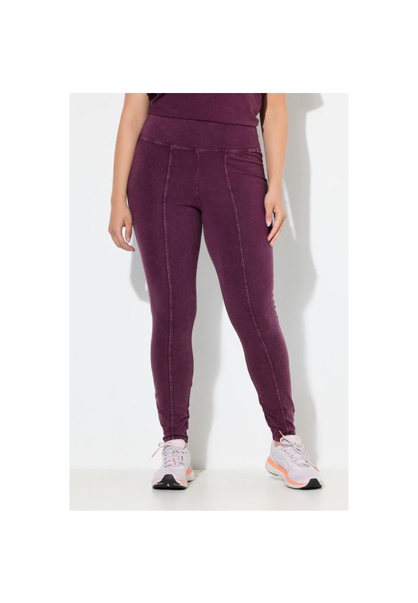 ULLA POPKEN - Damskie Legginsy styl vintage wąskie nogawki wysoki stan kieszeń. Stan: podwyższony. Kolekcja: plus size. Kolor: czerwony. Materiał: materiał, elastan, bawełna