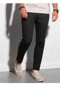 Ombre Clothing - Spodnie męskie chino P156 - czarne - XXL. Okazja: na co dzień. Kolor: czarny. Materiał: bawełna, elastan, tkanina. Styl: klasyczny, casual