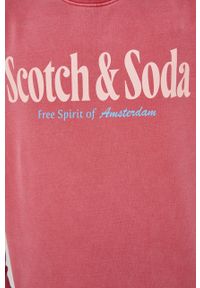 Scotch & Soda bluza bawełniana męska kolor różowy z nadrukiem. Kolor: różowy. Materiał: bawełna. Wzór: nadruk