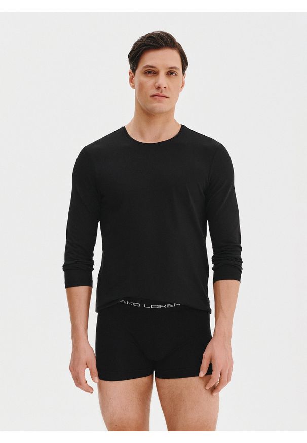 Pako Lorente - PAKO LORENTE – Męski longsleeve w czarnym kolorze, dwupak. Kolor: biały, czarny. Materiał: bawełna, elastan. Długość rękawa: długi rękaw. Długość: długie. Wzór: gładki