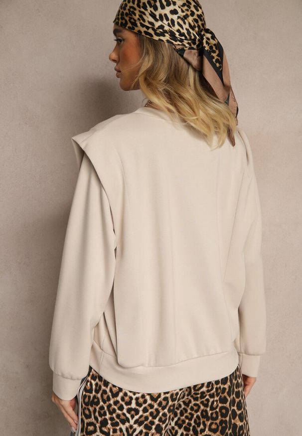 Renee - Beżowa Bluza z Wiskozą z Szerokimi Ramionami Alioris. Okazja: na co dzień. Kolor: beżowy. Materiał: wiskoza. Styl: casual, elegancki