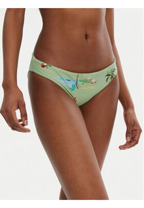 Seafolly Dół od bikini Isla Palm 40426-216 Zielony. Kolor: zielony. Materiał: syntetyk