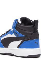 Puma - Dziecięce sneakersy Rebound V6 Mid PUMA White Black Racing Blue. Kolor: biały, czarny, niebieski, wielokolorowy