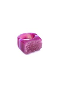 Brazi Druse Jewelry - Pierścionek Agat Druza Róż rozmiar 14. Kolor: różowy. Kamień szlachetny: agat