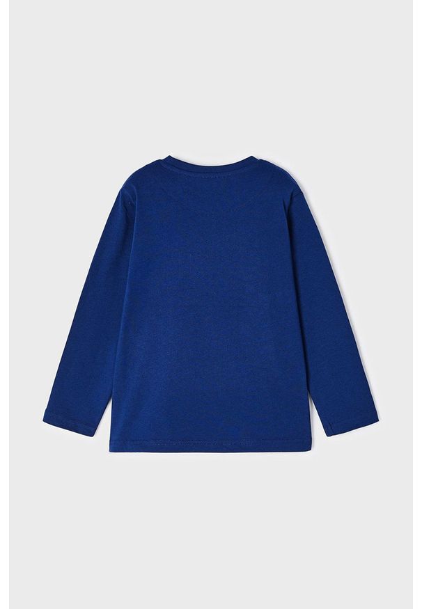 Mayoral longsleeve bawełniany dziecięcy kolor granatowy z nadrukiem. Okazja: na co dzień. Kolor: niebieski. Materiał: bawełna. Długość rękawa: długi rękaw. Wzór: nadruk. Styl: casual