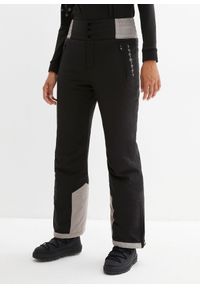 bonprix - Spodnie narciarskie termoaktywne i nieprzemakalne, z wysoką talią, Straight. Kolor: czarny. Materiał: polar #1