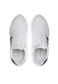 TOMMY HILFIGER - Tommy Hilfiger Sneakersy Essential Stripes Runner FW0FW07382 Biały. Kolor: biały. Materiał: skóra