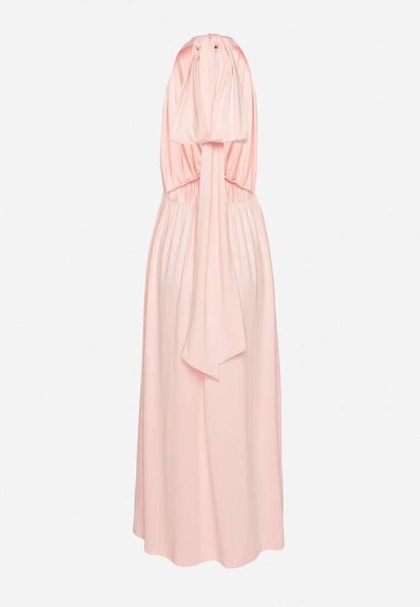 Born2be - Różowa Koktajlowa Sukienka Multiway z Wiskozą i Wiązaniem na Szyi Lilazza. Okazja: na imprezę. Typ kołnierza: dekolt w kształcie V. Kolor: różowy. Materiał: wiskoza. Typ sukienki: rozkloszowane. Styl: wizytowy