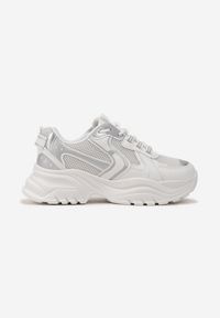 Renee - Białe Sneakersy z Przeszyciami i Wstawkami z Metalicznej Ekoskóry Tineal. Kolor: biały #3