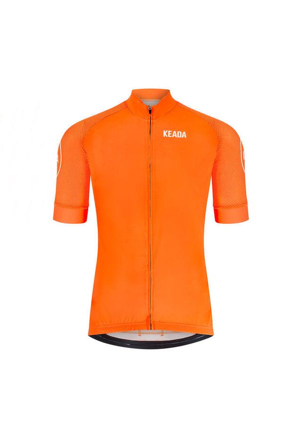 KEADA SPORTS - Męska koszulka kolarska z krótkim rękawem – Pomarańczowa. Kolor: czerwony, wielokolorowy, pomarańczowy. Długość rękawa: krótki rękaw. Długość: krótkie. Sport: kolarstwo