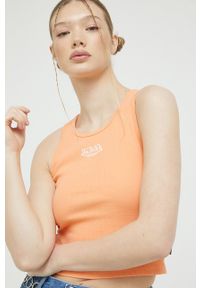 Von Dutch top damski kolor pomarańczowy. Kolor: pomarańczowy. Materiał: materiał, dzianina. Długość rękawa: na ramiączkach #5