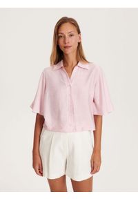 Reserved - Koszula z wiskozy - pastelowy róż. Kolor: różowy. Materiał: wiskoza. Długość: krótkie