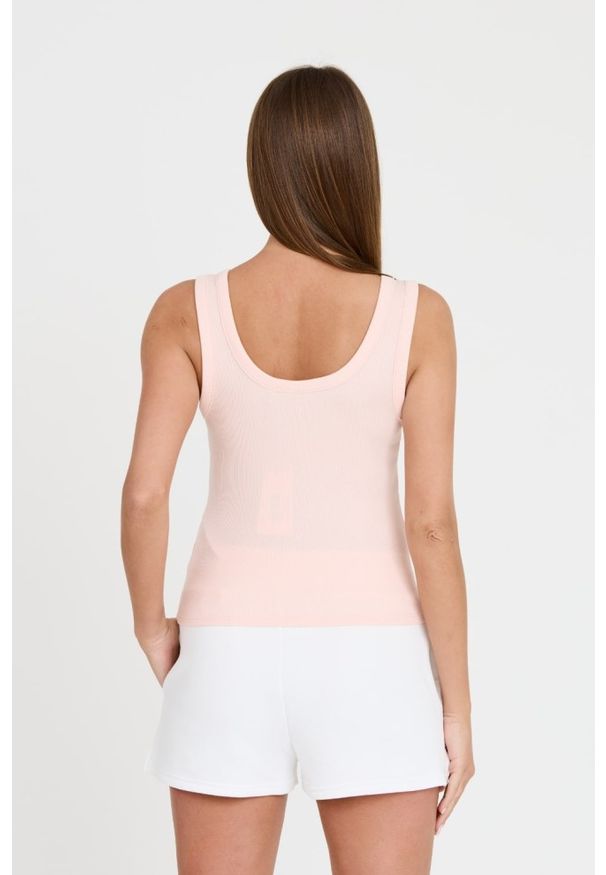Guess - GUESS Różowy damski top Triangle Bling Rib Tank, Rozmiar M. Kolor: różowy
