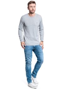 Wrangler - SWETER MĘSKI WRANGLER CREWNECK KNIT MID GREY MEL W8A02PX37