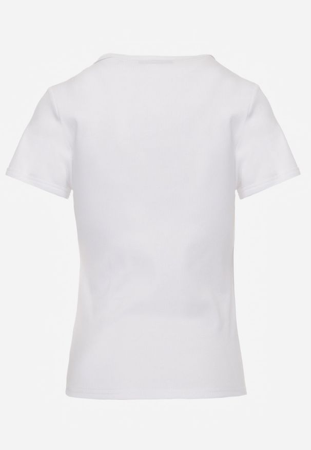 Renee - Biały Bawełniany T-shirt o Dopasowanym Kroju z Prążkowanego Materiału Lailya. Kolor: biały. Materiał: materiał, bawełna, prążkowany. Styl: elegancki