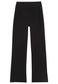 bonprix - Spodnie z poszerzaną nogawką z mieszanki bawełny organicznej z rozcięciami po bokach. Kolor: czarny. Materiał: bawełna #1