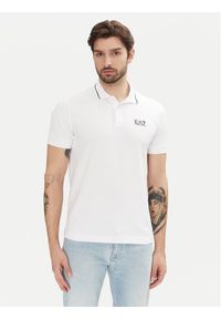 EA7 Emporio Armani Polo 8NPF16 PJVUZ 1100 Biały Slim Fit. Typ kołnierza: polo. Kolor: biały. Materiał: bawełna