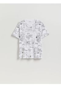 Reserved - T-shirt comfort z nadrukiem - biały. Kolor: biały. Materiał: bawełna, dzianina. Wzór: nadruk