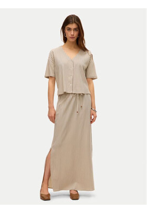 Vero Moda Spódnica maxi Mymilo 10321622 Beżowy Regular Fit. Kolor: beżowy. Materiał: wiskoza