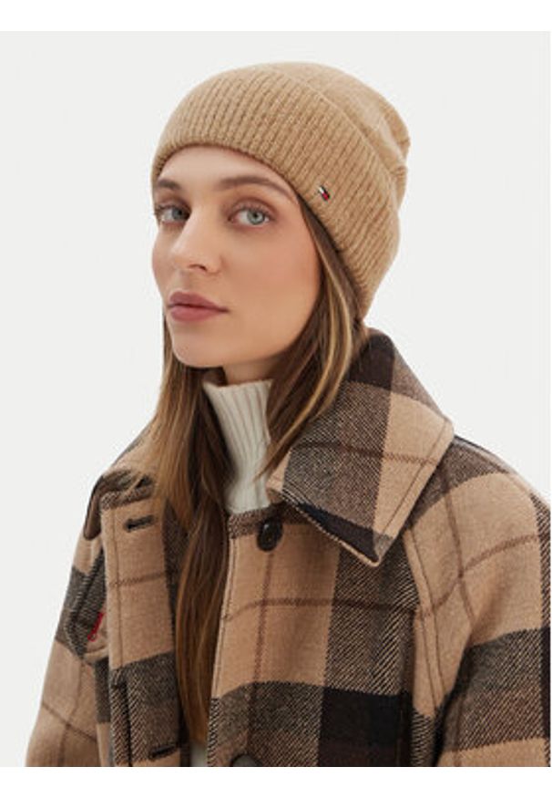 TOMMY HILFIGER - Tommy Hilfiger Czapka Th Flag Fluffy AW0AW17779 Beżowy. Kolor: beżowy. Materiał: poliester