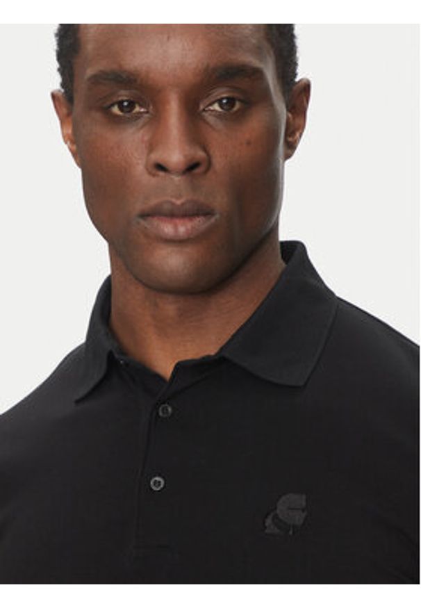 Karl Lagerfeld - KARL LAGERFELD Polo 745750 500221 Czarny Regular Fit. Typ kołnierza: polo. Kolor: czarny. Materiał: bawełna