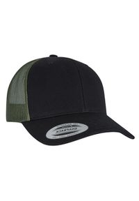 FLEXFIT - Dwukolorowa Czapka Trucker Retro. Kolor: zielony, czarny, wielokolorowy. Styl: retro