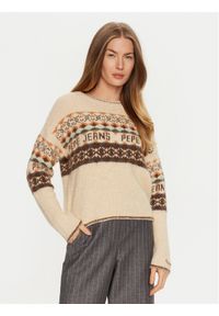 Pepe Jeans Sweter Hitty PL702193 Beżowy Relaxed Fit. Kolor: beżowy. Materiał: syntetyk