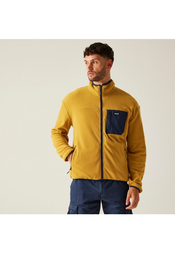Regatta - Polar turystyczny męski Frankie Full Zip. Kolor: żółty. Materiał: polar. Sport: turystyka piesza