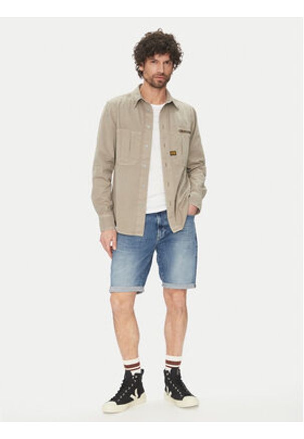 G-Star RAW - G-Star Raw Szorty jeansowe 3301 D10481 D634 H096 Niebieski Slim Fit. Kolor: niebieski. Materiał: bawełna