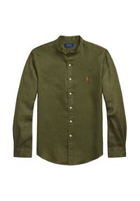 Polo Ralph Lauren Koszula 710968925003 Khaki Slim Fit. Typ kołnierza: polo. Kolor: brązowy. Materiał: len #6