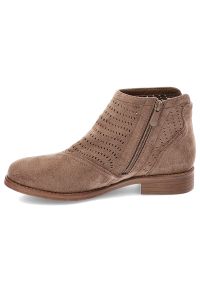 Beżowe Botki S.Barski Stylowe Obuwie Damskie. Okazja: na co dzień. Zapięcie: zamek. Kolor: beżowy. Materiał: materiał. Obcas: na obcasie. Styl: elegancki. Wysokość obcasa: średni