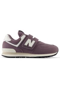 Buty dziecięce New Balance PV574LCE – fioletowe. Zapięcie: rzepy. Kolor: fioletowy. Materiał: materiał, syntetyk, guma. Szerokość cholewki: normalna. Model: New Balance 574. Sport: turystyka piesza