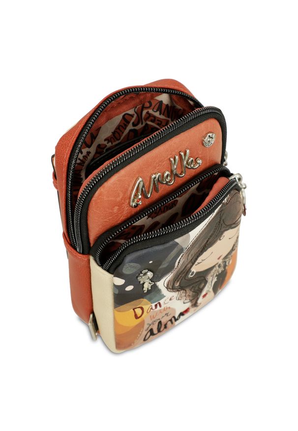 Pomarańczowa Elegancka Torebka Damska Anekke. Kolor: pomarańczowy. Wzór: aplikacja. Dodatki: z aplikacjami. Materiał: zdobione. Styl: elegancki