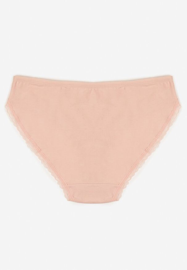 Renee - Różowe Majtki Figi z Bawełny Ozdobione Kokardą i Koronką Zeterie. Kolor: różowy. Materiał: bawełna, koronka. Wzór: aplikacja, koronka