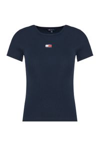 Tommy Jeans Longsleeve Badge DW0DW17881 Granatowy Slim Fit. Kolor: niebieski. Materiał: bawełna. Długość rękawa: długi rękaw #1