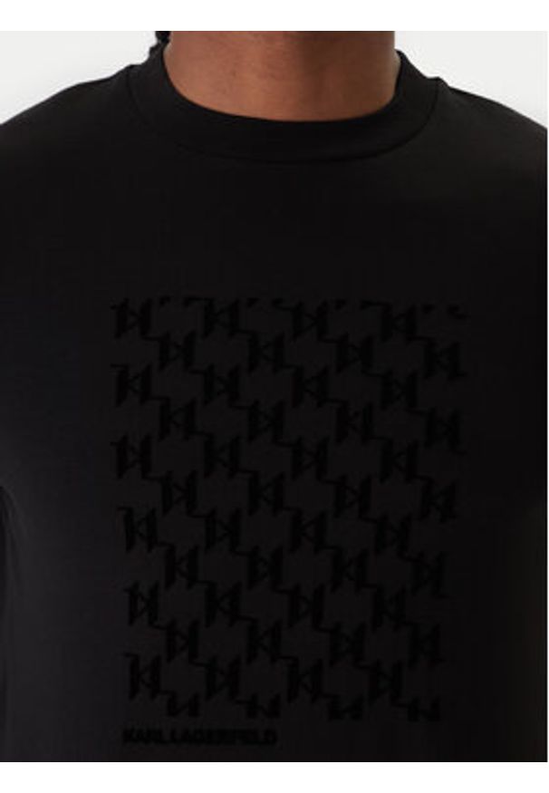 Karl Lagerfeld - KARL LAGERFELD T-Shirt 755040 561221 Czarny Regular Fit. Typ kołnierza: dekolt w karo. Kolor: czarny. Materiał: bawełna
