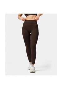Legginsy bezszwowe push-up Carpatree Elite brązowe. Stan: podwyższony. Kolor: brązowy. Materiał: skóra, elastan